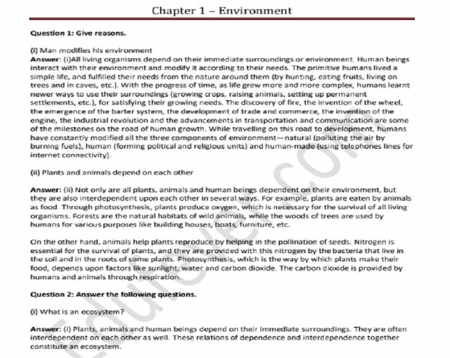 CBSE Class 7th Our Environment NCERT Solutions In PDF