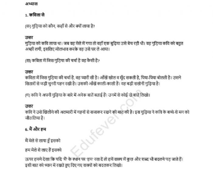 Class 8 Hindi (Doorva) NCERT Solution (Example)