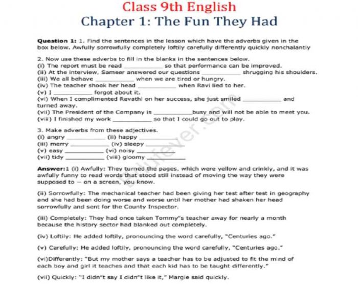 Class 9 English (Beehive) NCERT Solutions (Example)