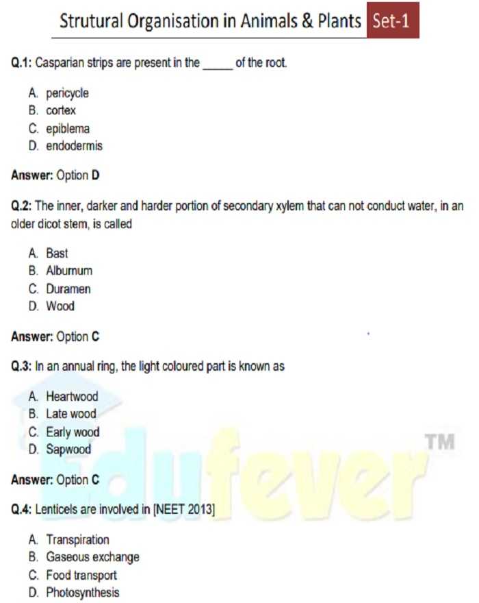Biology: Structural Organisation in Animal & plant MCQ eBook