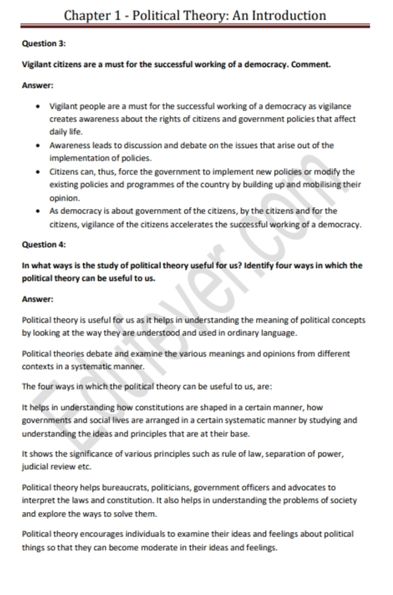 CBSE Class 11th Political Theory NCERT Solutions