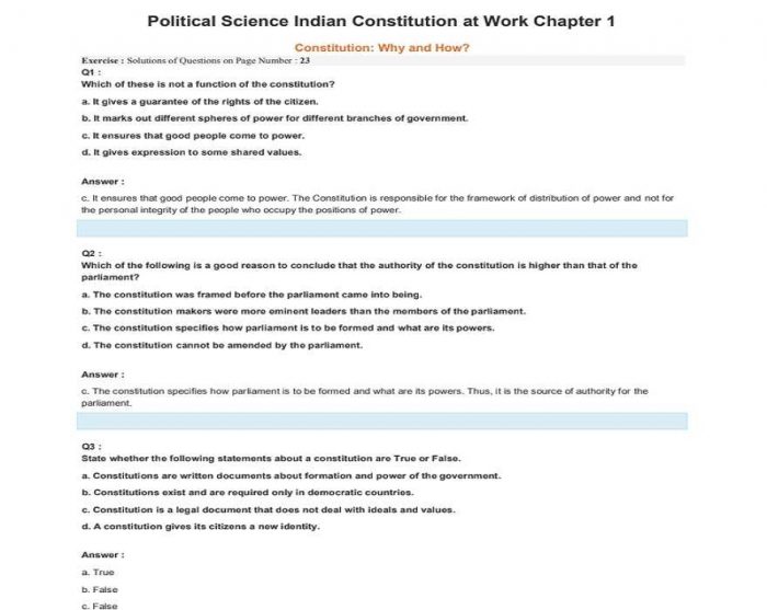 Class 11 Indian Constitution at Work NCERT Solution (Example)