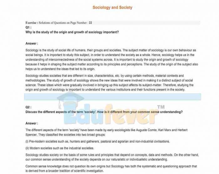 Class 11 Introducing Sociology NCERT Solution (Example)