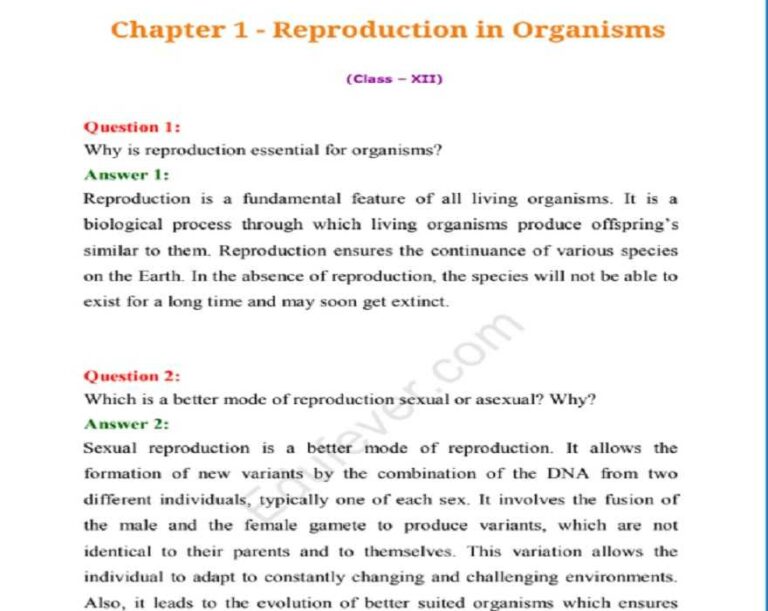 Class 12th Biology NCERT Solutions In PDF