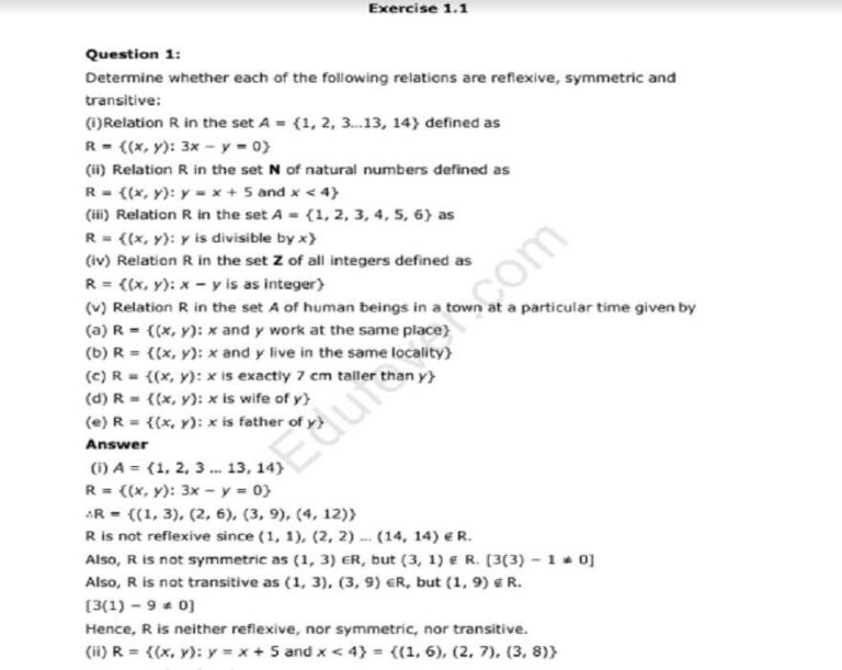 Class 12th Maths Part 1 Ncert Solutions In Pdf