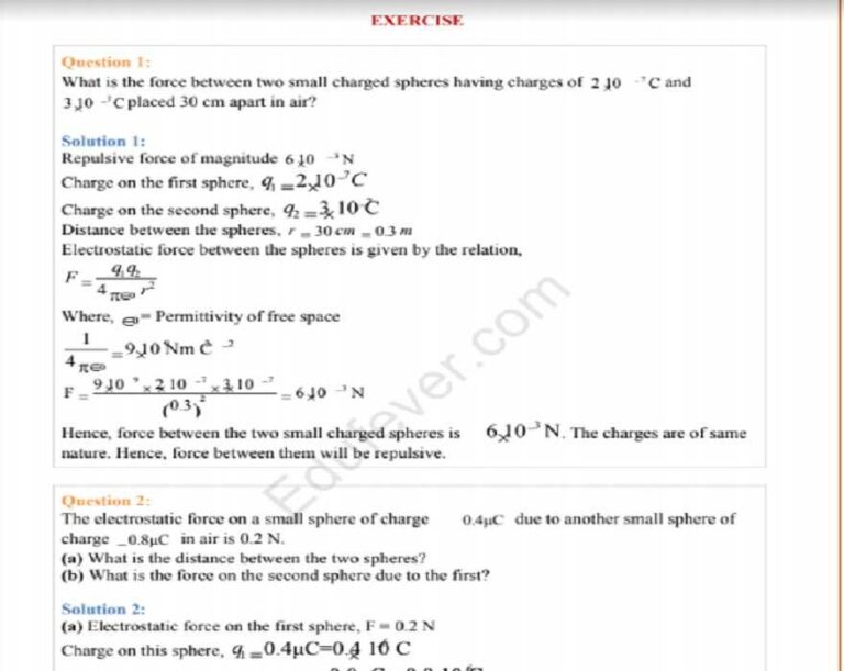 Class 12th Physics Part 1 NCERT Solutions In PDF