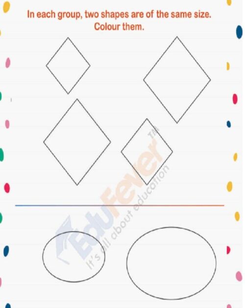 class ukg color the same shapes worksheets in pdf for kindergarten