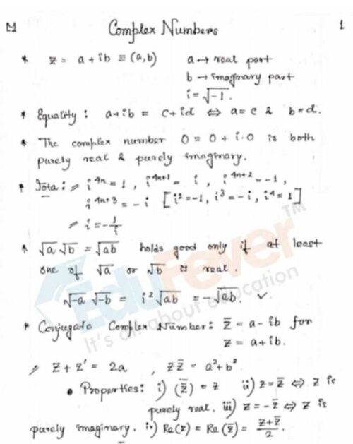 Complex Numbers Hand Written Notes For Jee Mains And Advanced