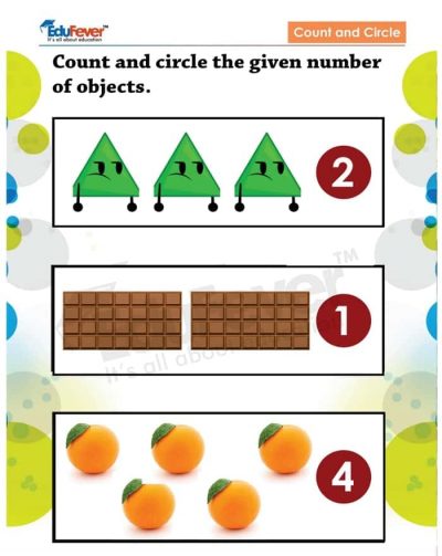 Class LKG - Count And Circle Worksheets in PDF For Kindergarten