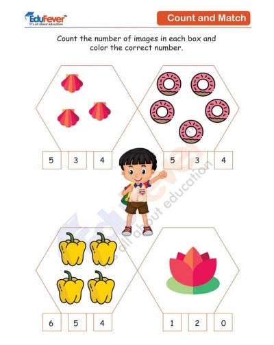 Class UKG - Count the Number of Image Worksheet in PDF - Kindergarten