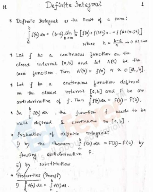 Definite Integration Hand Written Notes for JEE Mains & Advanced