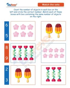 Class UKG - Match the Sets Math's Worksheets in PDF For Kindergarten