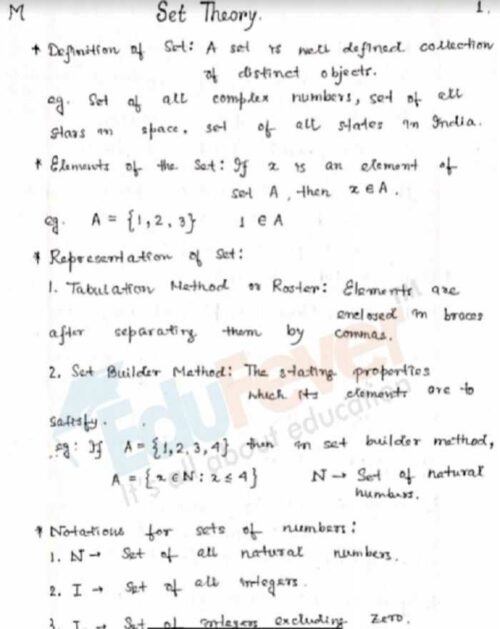 Set Theory Hand Written Notes For JEE Mains & Advanced Entrance Exam