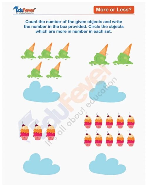 Class UKG - Count And Tell If More or Less Worksheet in PDF For ...