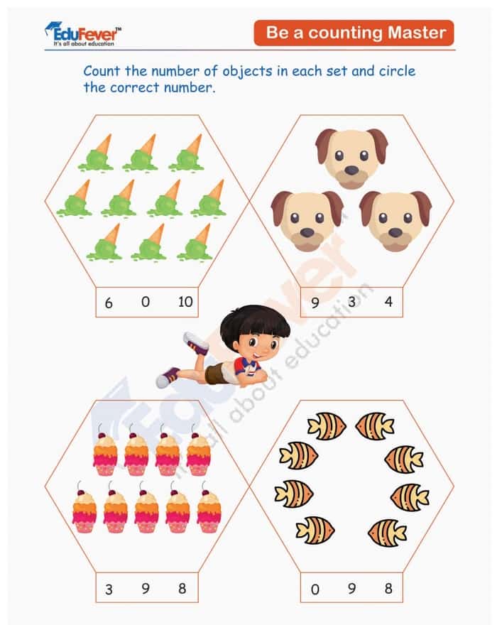 class ukg count objects in each set worksheet in pdf for kindergarten