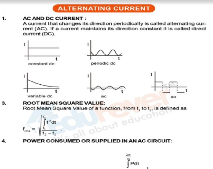 Alternating Current Revision Notes Example