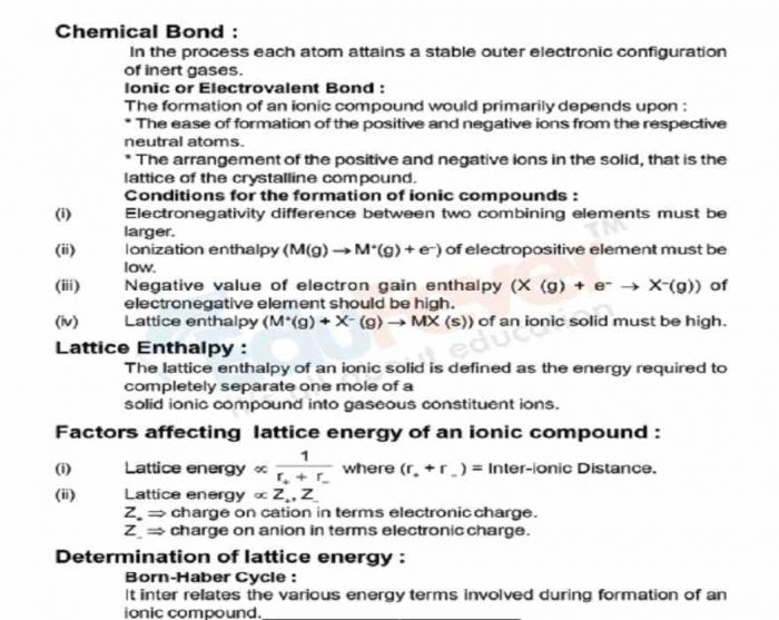 Chemical Bonding Revision Notes