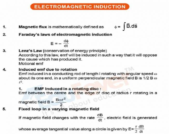 Electromagnetic Induction Revision Notes Example