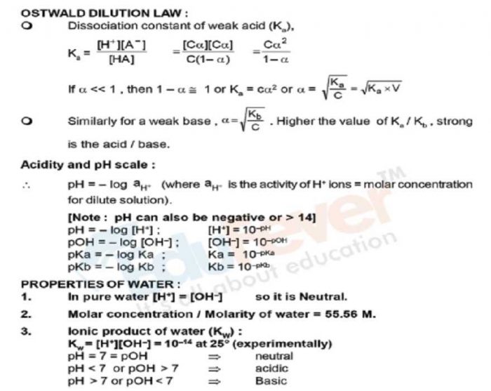 Ionic Equilibrium Revision Notes (Example)
