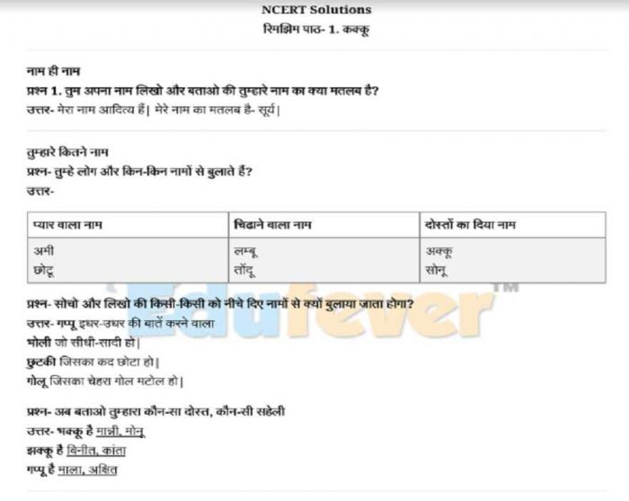 Class 3 Hindi Rimjhim NCERT Solution