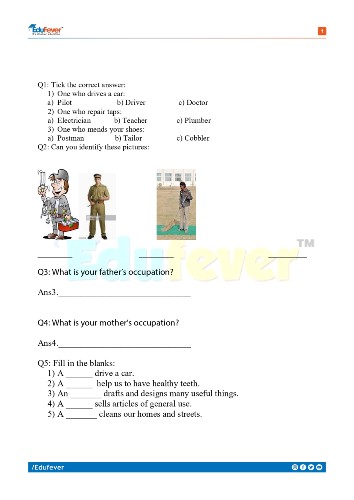 CBSE Class 1 EVS Worksheet 1