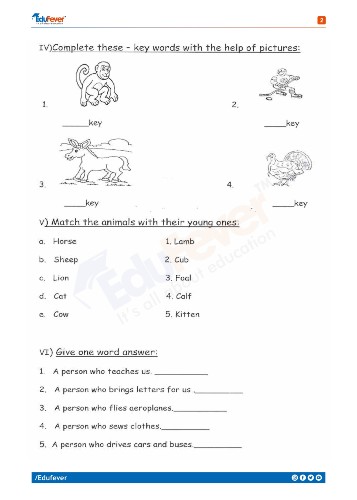 CBSE Class 1 English Class Test Worksheet 1