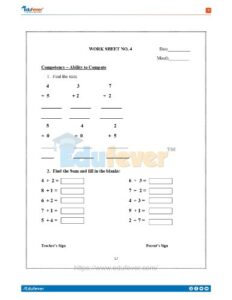 CBSE Class 1 Maths Practice Worksheet in PDF