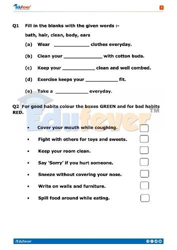 CBSE Class 2 EVS Printable Worksheet 1