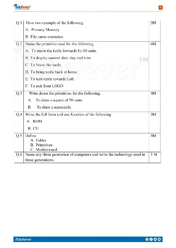 Class 4 Computer Sample Paper For