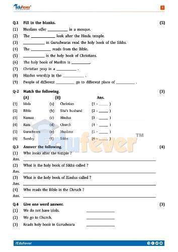 CBSE Class 2 EVS Class Test Worksheet 1