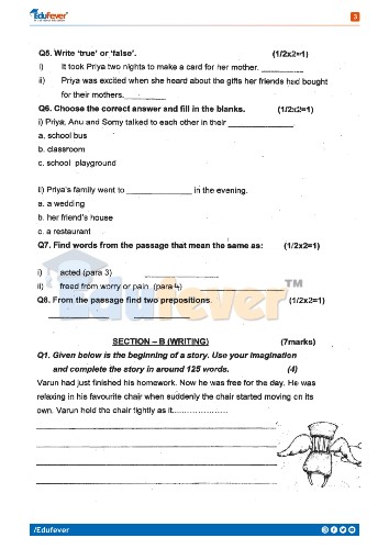 Class 4 English Activity Worksheet For