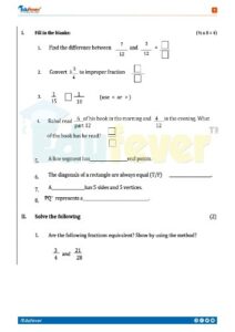 admission test paper for class 4 maths cbse