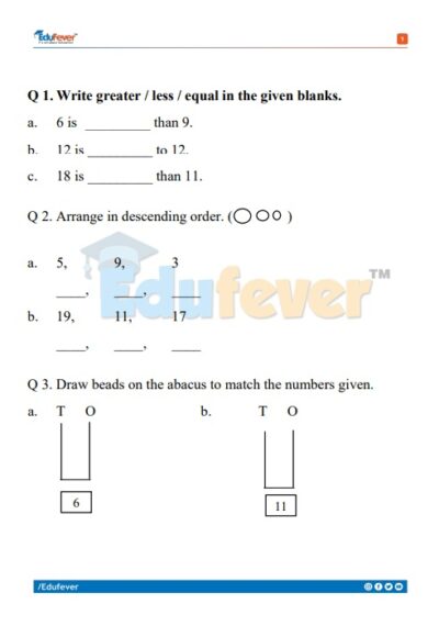CBSE Class 1 Maths Activity Worksheet in PDF