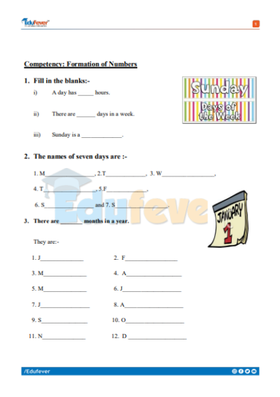 CBSE Class 1 Maths Worksheet in PDF