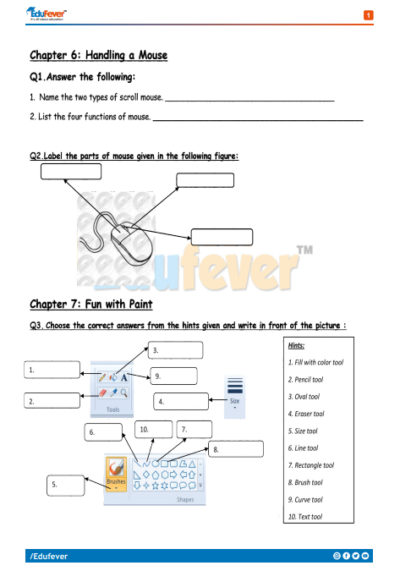 CBSE Class 2 Computer Science Printable Worksheet in Pdf