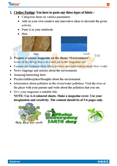 holiday homework for science class 6