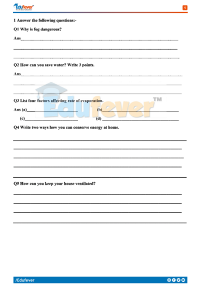 CBSE Class 4 Science Revision Worksheet in PDF