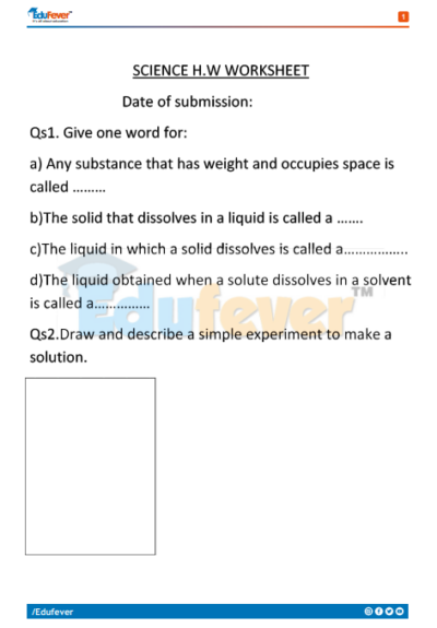 CBSE Class 4 Science Class Test Worksheet In PDF