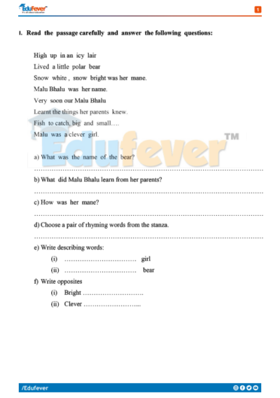 cbse assignment for class 5 english