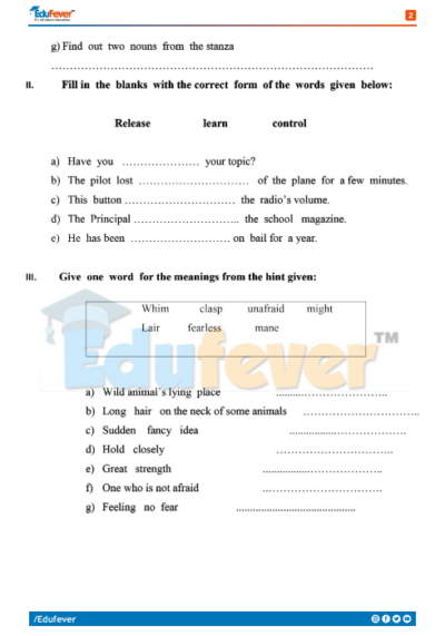 CBSE Class 5 English Practice Worksheet in PDF