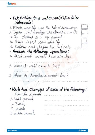 Buy Class 1 EVS Animal Kingdom Worksheet with Solution at low Price