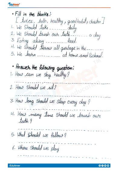 Buy Class 2 EVS Good Habits Worksheet With Solutions