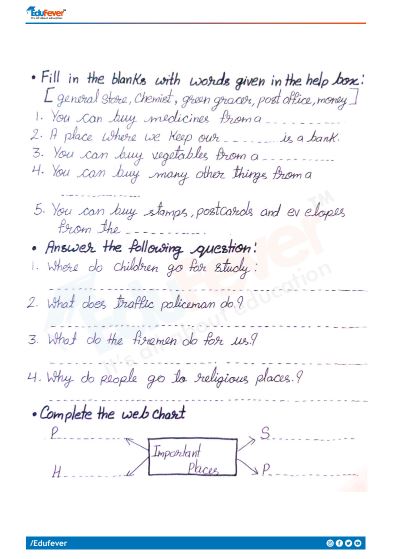 Buy Class 1 EVS Important Places Worksheet with Solution at low Price