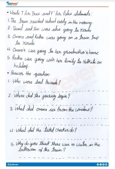 omana's journey worksheet with answers class 4