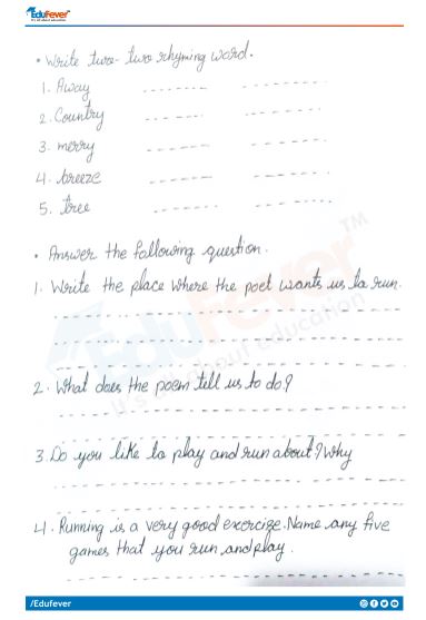 CBSE Class 4 English Run Worksheet With Solutions