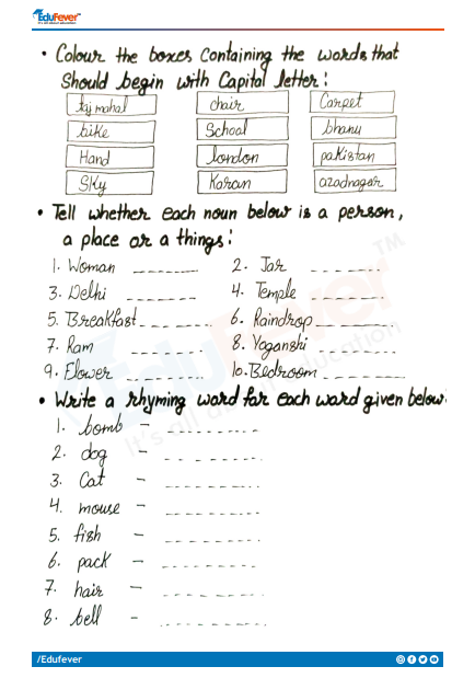 Class 2 English NCERT worksheet