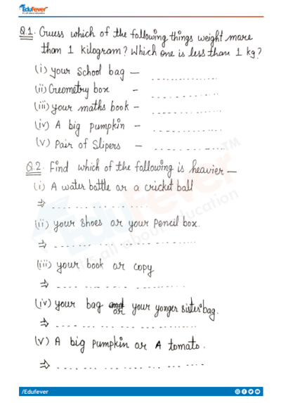 CBSE Class 3 Math Who is Heavier Worksheet with Solutions