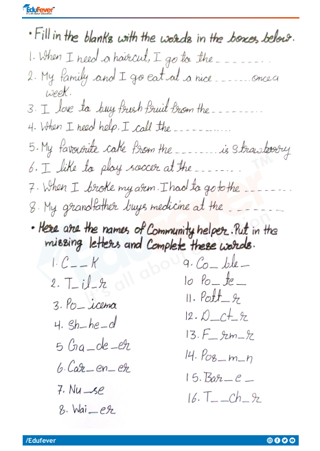 Class III- evs worksheet-12. work we do worksheet