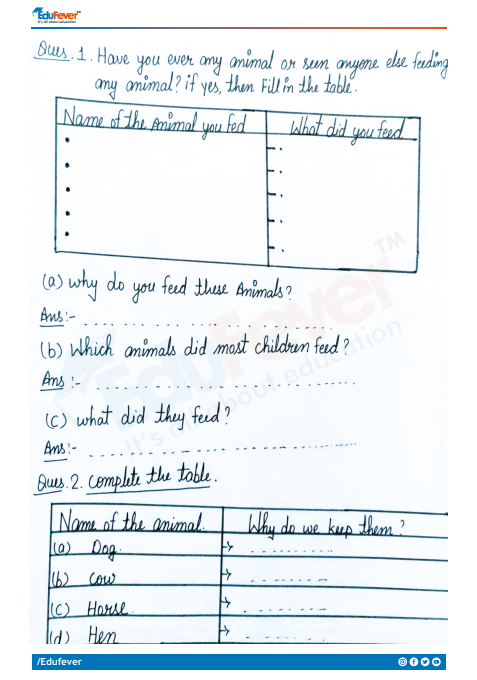 CBSE Class 3 EVS Our Friends Animals Worksheet with Solutions
