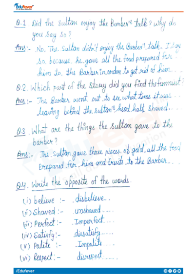 CBSE Class 5 English The Talkative Barber Worksheet with Solutions